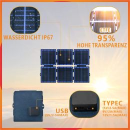 Echtes 30W faltbares Solarpanel 5V Power Bank Handy im Freien wasserdichte USB-Batterieladung für Campingzubehör
