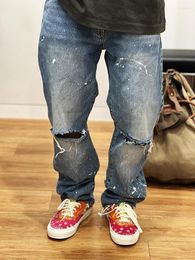 Men's Pants Decadent Destroyed Dirty Fit Distressed Painted Washed Vibe Jeans Straight Hip Hop Skateboarding