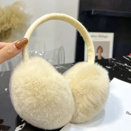 Double face Rex Rabbit fur Ear Cover Real Fur Ear Cover for Men and Women Retractable Ear Bag Winter Warm Ear Mask240125