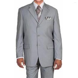 Men's Suits High Quality Plus Size Grey Notched Lapel Single Breasted Formal Wedding Outfits Costume Homme 2 Piece Jacket Pants