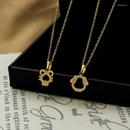 Chains 2024 12 Zodiac Titanium Steel Necklace For Women Girls Delicate Fashion Shining Rhinestone Stainless Clavicle