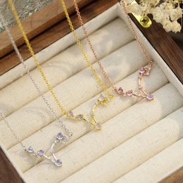 Chains European And American Twelve Constellations Necklace Ins Pisces Jewellery Moonlight Stone Personalised Fashion