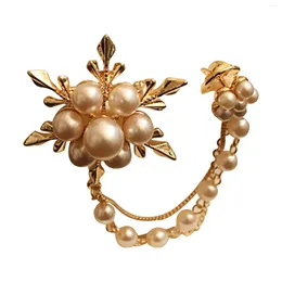 Brooches 2024 Elegant Pearl Snowflake Chain Tassels Brooch Fashion For Women Pin Jewellery