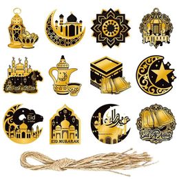 12pcs Eid Mubarak Ornaments Pendant Ramadan Decoration for Home Muslim Islamic Party Supplies Kareem Gifts 240122