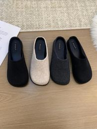 Slippers Shoes Mules For Women 2024 Casual Platform Low Pantofle Slides Cover Toe Loafers Luxury Flat Autumn Rome Basic Rubb