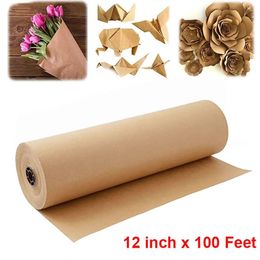 11.8inch 30m Brown Kraft Paper Roll Natural Kraft Paper Wrapping Paper for Art Crafts Gift Packaging 240122