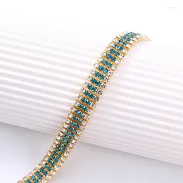 Charm Bracelets High Quality Crystal Bracelet Zircon Pave CZ Shiny Bangle Women Girl Female Classical Jewelry Blue Green