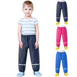 Kids Raincoat Rain Pants Waterproof Cartoon Childrens Dungarees Mud Trousers Breathable For Girls Boys 240131