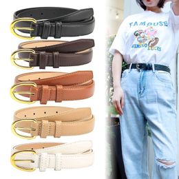 Belts Women Skinny Leather Belt Solid Colour Alloy Turn Lock Adjustable Waistband Thin Waist For Dress Jeans Coat Ceinture Femme