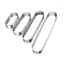 Baking Moulds 4Pcs Durable Mousse Ring Dessert Cake Mould Tiramisu Puff Stainless Steel Oval Tool Cookie Cutter