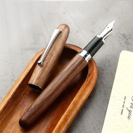 Jinhao 9035 High Quality Wooden Fountain Pen Fine 0.5mm Nib 2 Colours Wood Ink Pens Business Gifts Writing Office School Supplies 240123