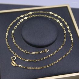 Chains Real Pure 18K Yellow Gold Chain Women 2mm Wide Square Cable O Link Necklace 2.1-2.3g/45cm