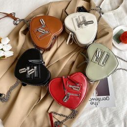 Waist Bags Shoulder For Women Love Shape PU Leather Cool Purse Girls Metal Heart Harajuku Purses Handbags Quality Y2K Bolsas Femininas