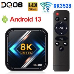DQ08 RK3528 Smart TV Box Android 13 Quad Core Cortex A53 Support 8K Video 4K HDR10 Dual Wifi BT Google Voice 2G16G 4G 32G 64G 240130