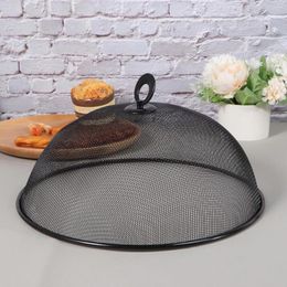 Dinnerware Sets Metal Mesh Cover Round Tent Dining Table Plate Stainless Steel Protectors For Outdoor Picnic Home Kitchen Black