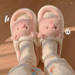 Slippers Cute Animal Pig For Women All Season Breathable Open Toe Home Unisex High Quality Mop Lovely
