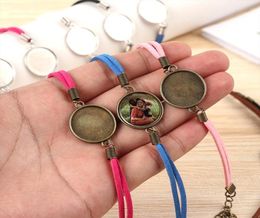 Link Chain Fashion Bezel Settings Blanks Sublimation Bangles Base Bracelet Jewelry Making Round Gem Trays For DIY Craft Supplies5516607