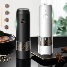 Electric Automatic Salt and Pepper Grinder USB Charging Spices Grinde with LED Adjustable Spices Grinder Seasoning Bottles 240118