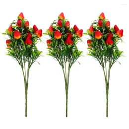 Party Decoration 3 Pcs Simulation Strawberry Bouquet Fruit Berries Fake Ornament Branches Artificial Strawberries