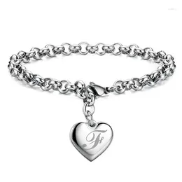 Charm Bracelets Silver Plated Beautiful Heart 26 Letteres Chain For Women Fashion Party Wedding Jewellery Christmas Gifts