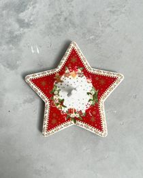 Plates Santa Claus Five-pointed Star Ornaments Three-dimensional Plate Decorative Creative Dishes.