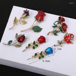 Brooches Beautiful Enamel Rose Flower For Women Lady Elegant Pin Party Valentine Day Gifts Clothing Bag Accessories