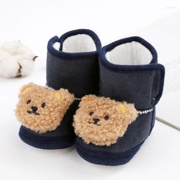 Boots BeQeuewll Baby Snow For Winter Soft Sole Cartoon Bear Non-Slip First Walker Shoes Infant 0-18 Months