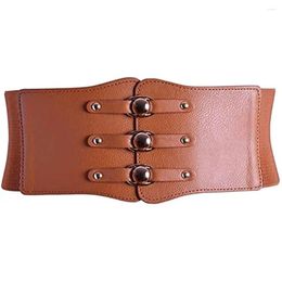 Belts Simple Slimming Body All-match Metal Buckle Corset PU Leather Cummerbund Skirt Decorations Wide Waistband Elastic Waist Strap