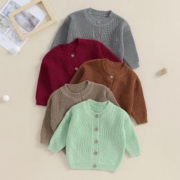 Jackets Autumn Winter Born Baby Boys Girls Warm Sweaters Coats 0-18M Solid Loose Button Long Sleeve Knitwear Cardigan Tops