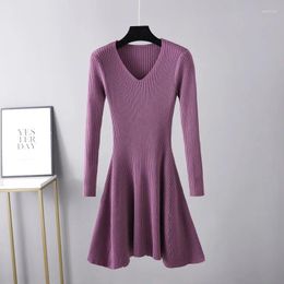 Casual Dresses Autumn And Winter 2024 Woolen Dress Bottom Knitted Women's Slim Mid Length
