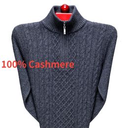 Arrival Fashion Thickened 100% Cashmere Men's Winter Business Oversize Sweater Half High Zip Neck Knit Plus Size S-5XL 6XL 240125