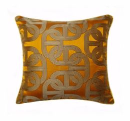 Contemporary Dark Orange Geometric Pillow Case Modern Square 45x45cm Rope Pipping Jacquard Woven Home Floor Sofa Cushion Cover5548098