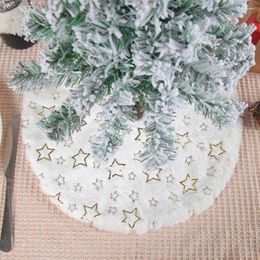 Christmas Decorations Soft Tree Skirt Snowflake Star Pattern Mini For Xmas Party Home Decoration Round Washable Holiday