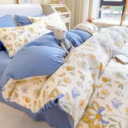 Bedding Sets Ins Fashion Floral Pattern Cute Four-piece Set Dormitory Home Bed Sheet Quilt Cover Pillowcase Three-piece