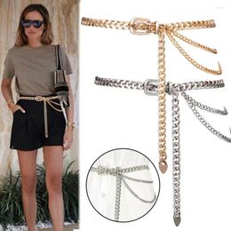 Belts Punk Style Metal Chain Belt Gold Silver Waist Dress Jeans Waistband Multi Layer High Body Tassels Vintage