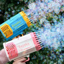 Electric Bubble Gun 69 Holes Soap Bubbles Machine Bazooka Automatic Blower With Light Toys For Kids Pomperos Birthday Gift 240202