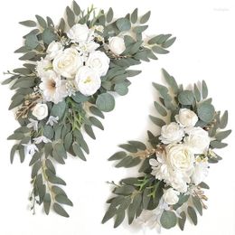 Decorative Flowers 2Pcs Artificial For Wedding Welcome Signs Floral Decoration Reception Ceremony Arch Arrangement