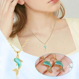 Chains Dainty Pearl Necklace Animal Charms Dolphins Tarnish Jewelry Gold Plated Stainless Steel Zircon Short Chain Necklaces For Women