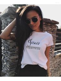 Women's T Shirts Jesus Everything Slogan Summer T-Shirt Christian Harajuku Religion Faith Tees Ladies Tshirt Casual Tops