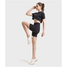 Lu Align Woman Short Wunder Rise Train 6 High Pants Support Tights Running Shorts Set Jogger Lemon Lady Gry Sports Girls