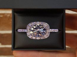 Moissanite Diamonds Ring In 14k White Gold 1ct Round Cut Diamond Bridal Promise Jewelry Simple Design Square Wedding Anniversary5998808