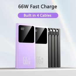 30000mAh Power Bank 66W Super Fast Charging PowerBank for iPhone 14 Samsung Xiaomi Mi Portable Charger Built in Cable Poverbank