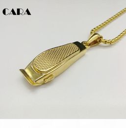 CARA New Gold Colour 316L stainless steel hip hop barber hair shaver pendant necklace stylish mens necklace accessory whole CAG1521770