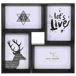 Frames Picture Frame For 4-picture Display Wooden Po Holder Collage