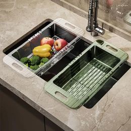 Kitchen Storage Draining Rack Washbasin Basket Household Plastic Sink Strainer Vegetable Shelf Green