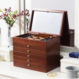 Storage Boxes ECHOME Box Wooden Jewellery Chinese Style Cabinet Organiser Containers Makeup