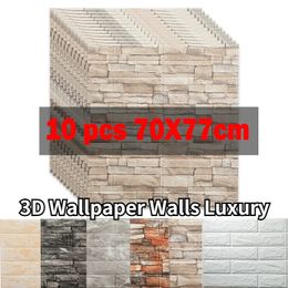 10Pcs Peel and Stick 3D Brick Wall Sticker Retro SelfAdhesive Foam Waterproof Wallpaper Home Living Room Bedroom Modern Decor 240122