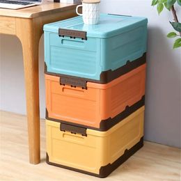 Folding Storage Box Multifunction Foldable Organizer Container Plastic Sundries Storages Supplies with Lid 1 PCS 240124