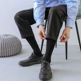 Men's Socks Men Long Knee High Cotton Solid Business Soft Elastic For Party Formal Gentleman Stockings