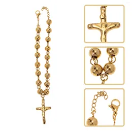 Charm Bracelets Rosary Bracelet Bead Cross Jesus Charms Stackable Wrist Chain Jewelry For